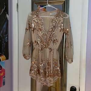 Sequin Long-sleeve Romper